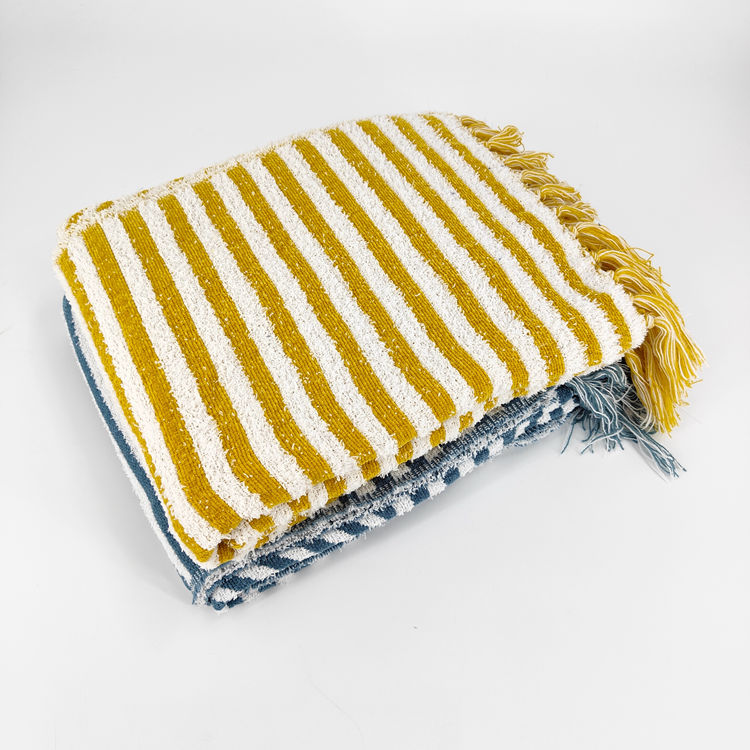 Acrylic/Polyester Colorful Stripe Blanket For Winter